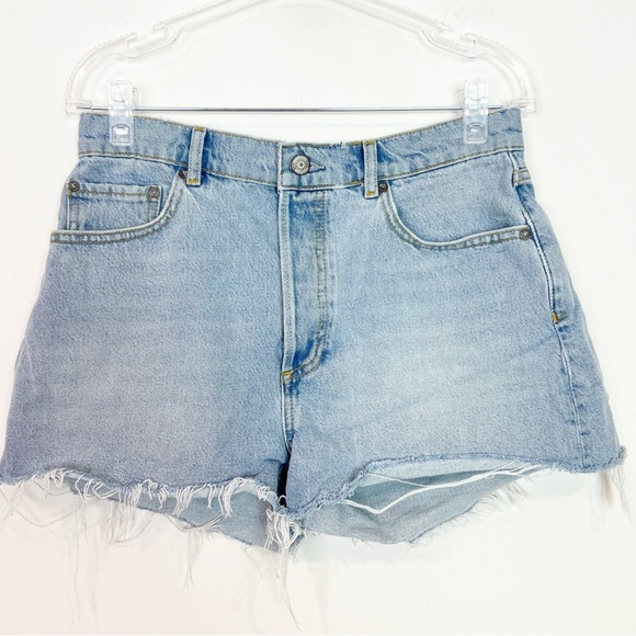 BOYISH DENIM JEAN SHORTS BUTTON FLY RAW HEM CODY AUTHENTIC RIGID WOMENS 28 - Picture 1 of 8